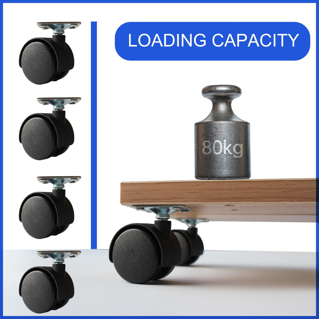 Dalyndar 1.5 Inch Furniture Caster Swivel Wheels Replacement Universal for Cart Desk Table Drawer Cabinet Wood Storage Box, Set of 4pcs Small Nylon Plate Castor Rollers with Stainless Steel Screws Dalyndar