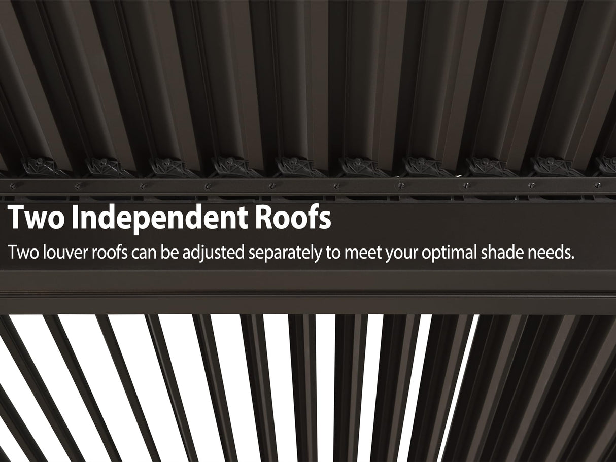 PURPLE LEAF Louvered Pergola 10' × 14' Outdoor Hardtop Gazebo Adjustable Aluminum Sun Shade for Deck Garden Backyard Patio Retractable Roof Canopy PURPLE LEAF