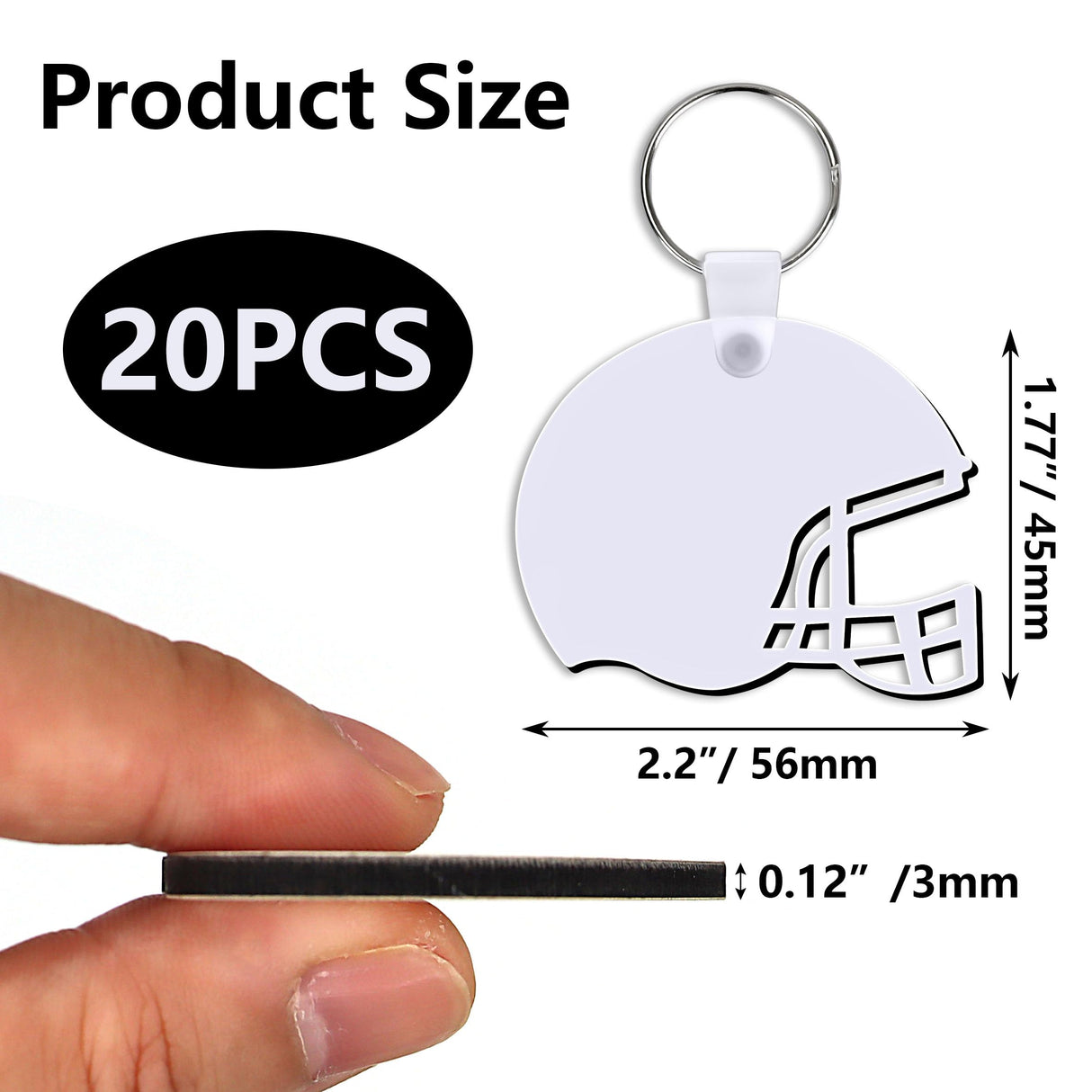 YHNTGB 20 Set Sublimation keychain blanks bulk Heat transfer keychains Double sided key chains with key ring Helmet sublimation key chains for Graduation Day Present Craft Making DIY Decoration YHNTGB