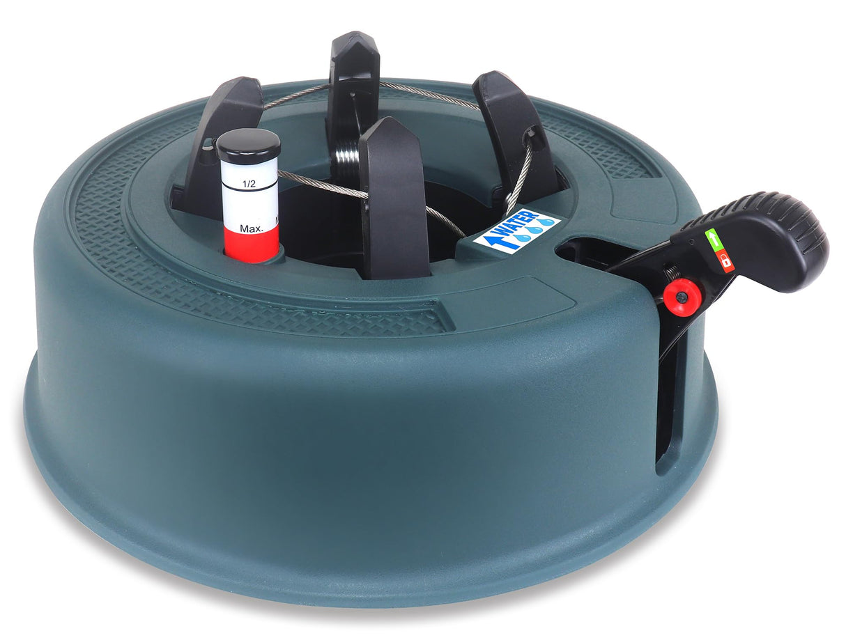 Top Treasures Christmas Tree Stand With Water Reservoir and Fast Clamp - Fits 6ft Tree with 5" Diameter - Equipped with a Water Level Indicator Top Treasures