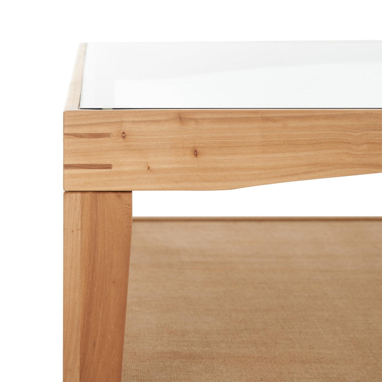 SAFAVIEH Couture Collection Nicolella Natural Solid Wood/Glass Top Square Coffee Table