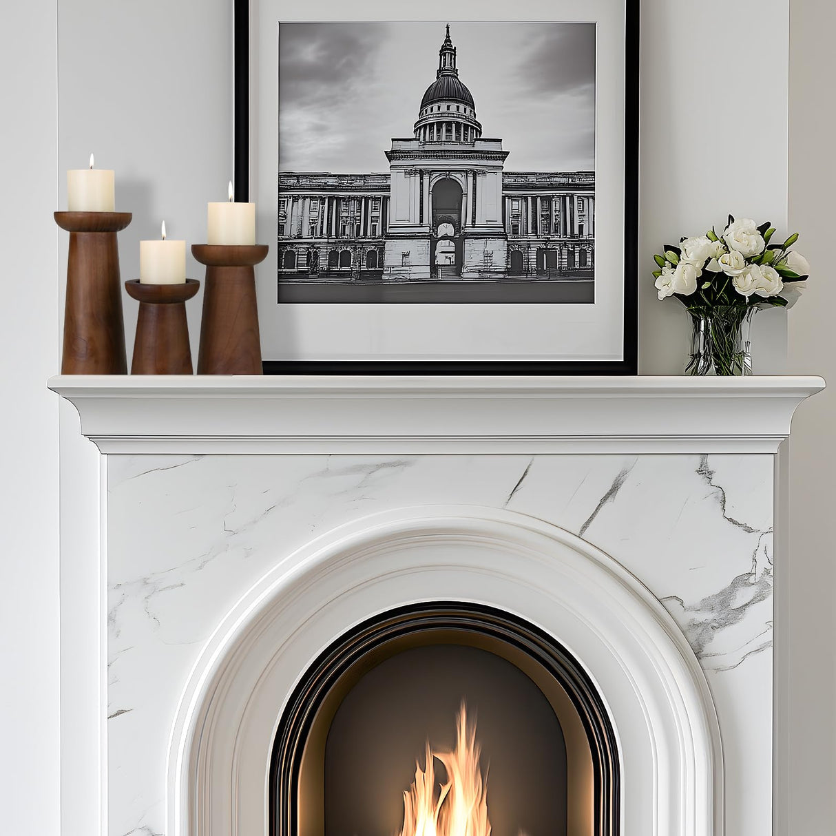 Pillar Candle Holders Set of 3, Wooden Candle Holders, Decorative Wood Candlestick Holders for Living Room, Table Centerpiece for Wedding, Christmas, Party, Home - 6", 8", 10" CEDARLUX