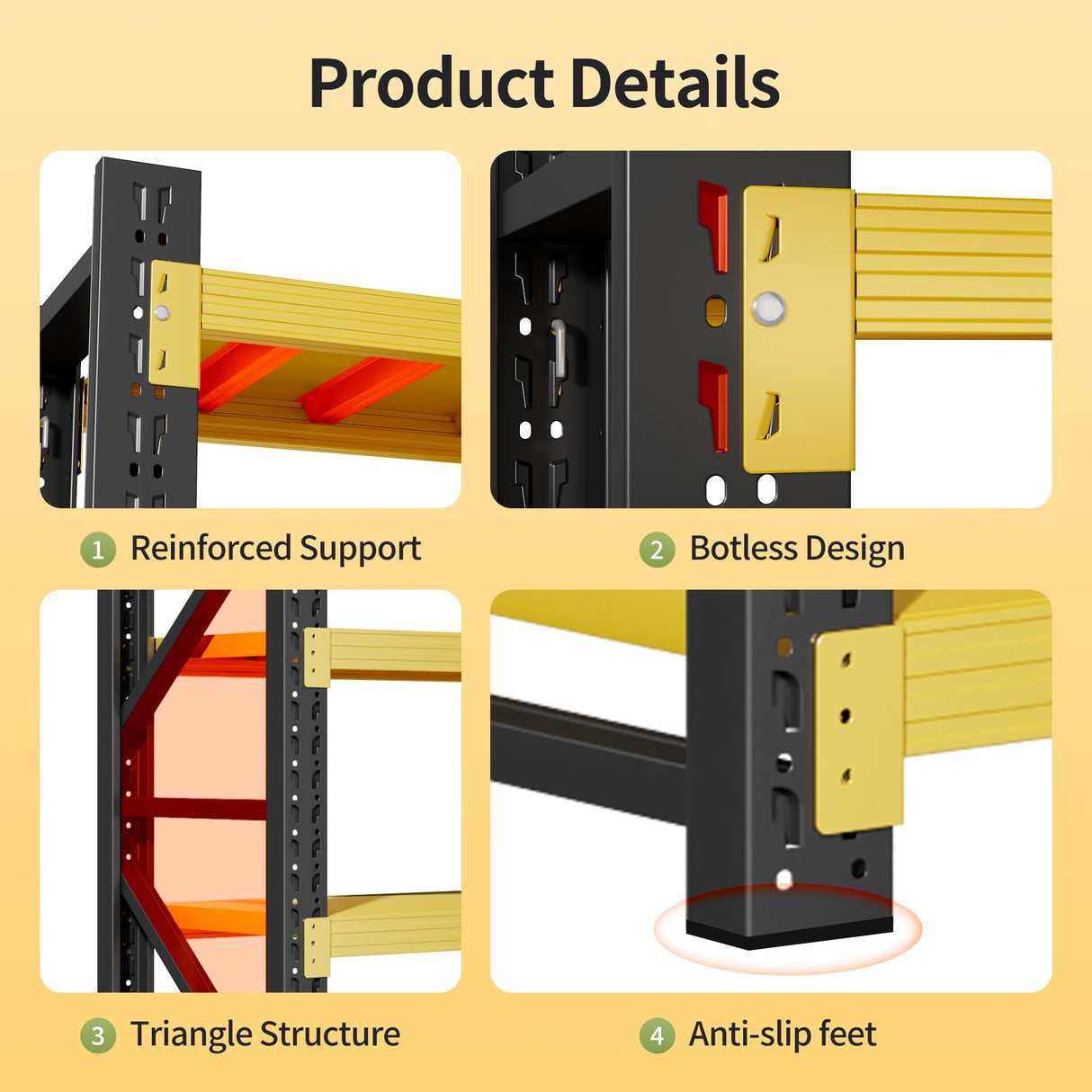 Vlriis 5000LBS Heavy Duty Garage Shelving Units, 78.7" H Adjustable Storage Shelves, Metal Storage Racks Industrial Shelving Utility Shelf for Warehouse, Basement (Black, 78.7" H x 59.1" W x 19.7" D) Vlriis