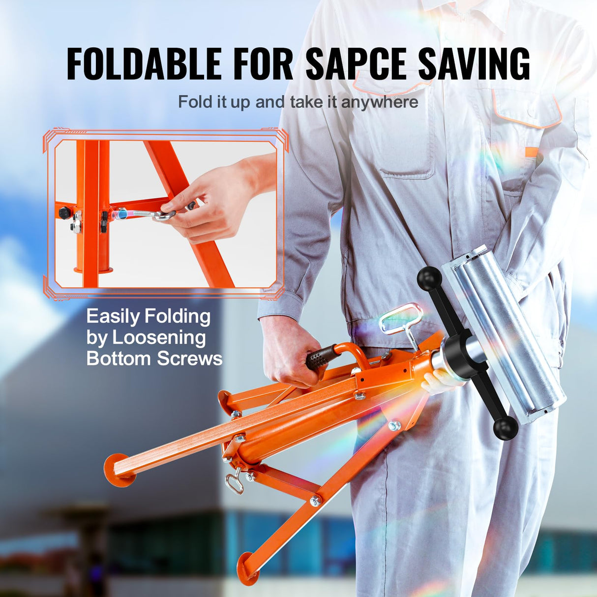 VEVOR V Head Pipe Jack Stand, 27-52 Inch Adjustable Height, 1/8"-12" Capacity, 2500 lb Load Capacity, Heavy Duty Carbon Steel Jack Stands with Portable Folding Legs VEVOR