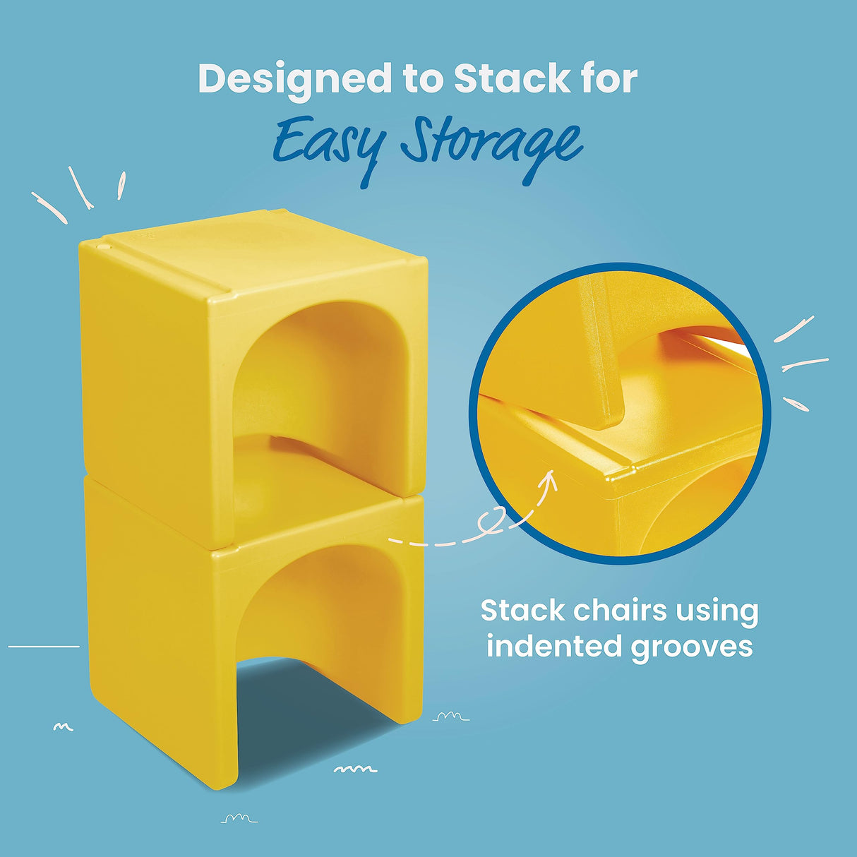 ECR4Kids Tri-Me 3-In-1 Cube Chair, Kids Furniture, Yellow ECR4Kids