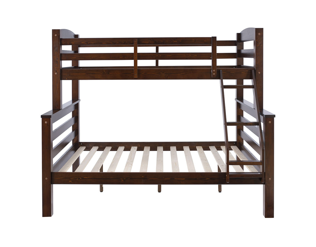 Powell Espresso Twin/Full Bunk Bed with Built-In Ladder and Detachable Design Powell