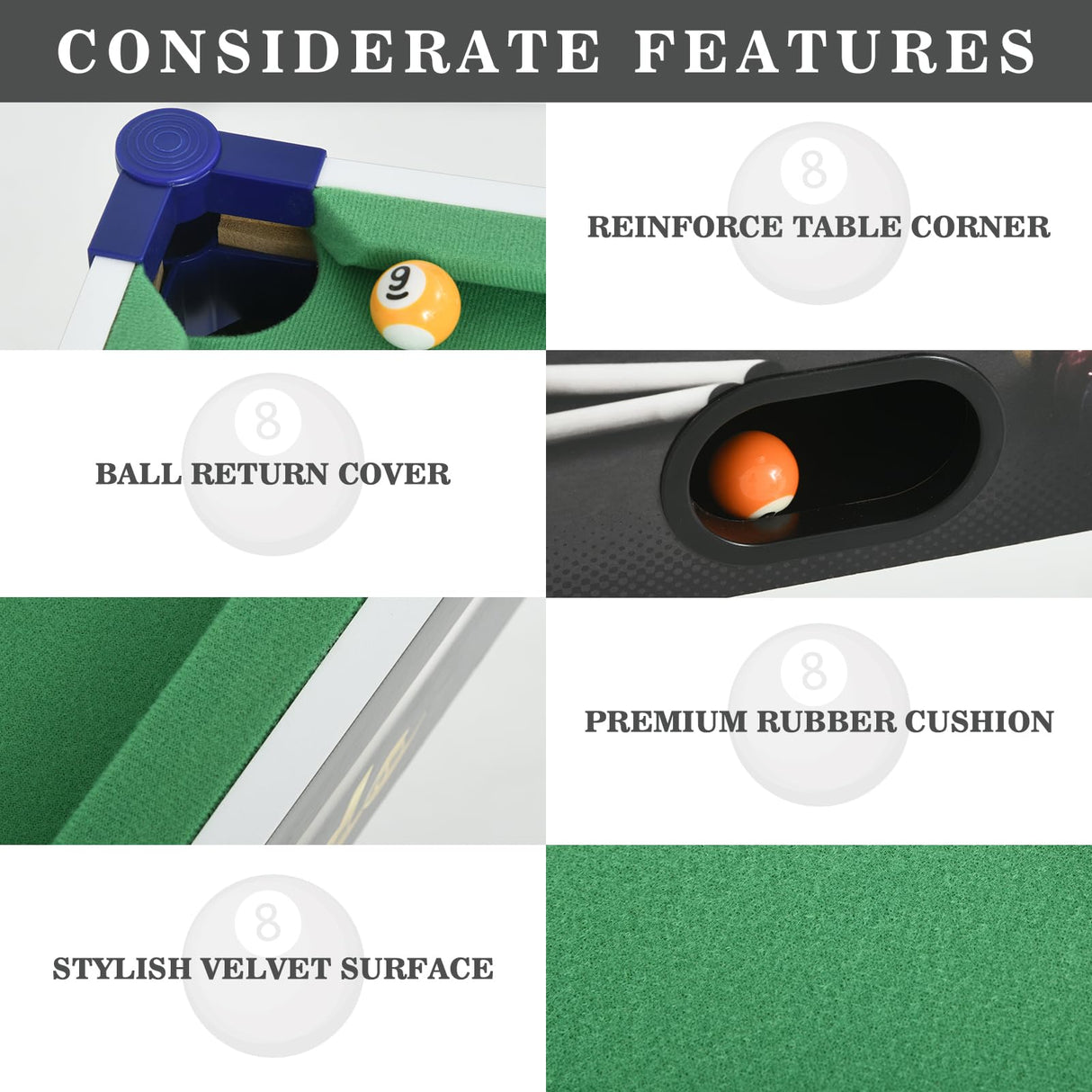 RAYKEEP 32” Mini Pool table, Removable Portable Billiards Table for Kids Adults, Compact and Space Saving Pool Table with 2 Cues, 16 Balls, Triangle, Chalk, Brush for Family Indoor Game(Green RAYKEEP