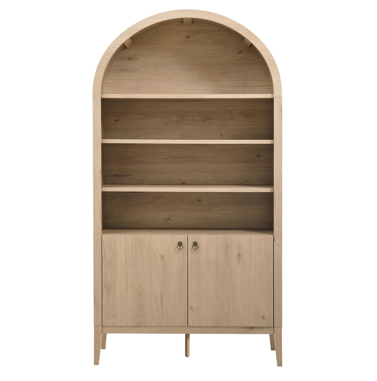 Modway Nolan Tall Arched Storage Display Cabinet in Light Oak - 74 Inch Arch Bookshelf with Open and Closed Shelving - Modern Accent Cabinet for Living Room, Dining Room Modway
