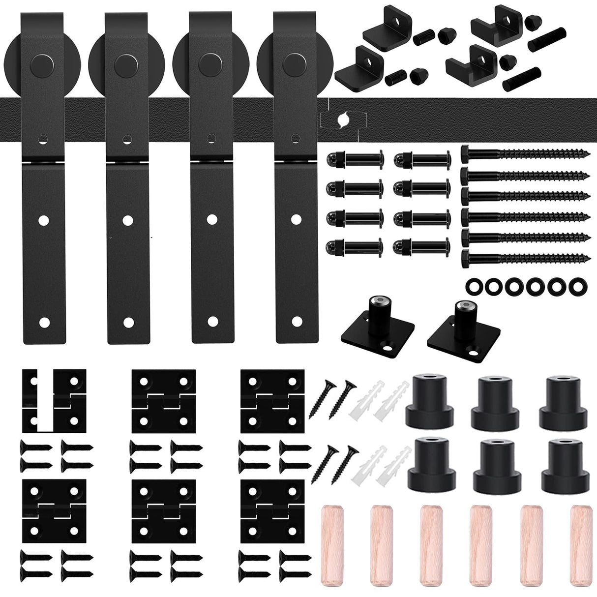 CCJH 5FT/60'' Bi-Folding Barn Door Hardware Sliding Track kit Heavy Duty for 4 Doors(No Wood Door,Hardwware Only) CCJH