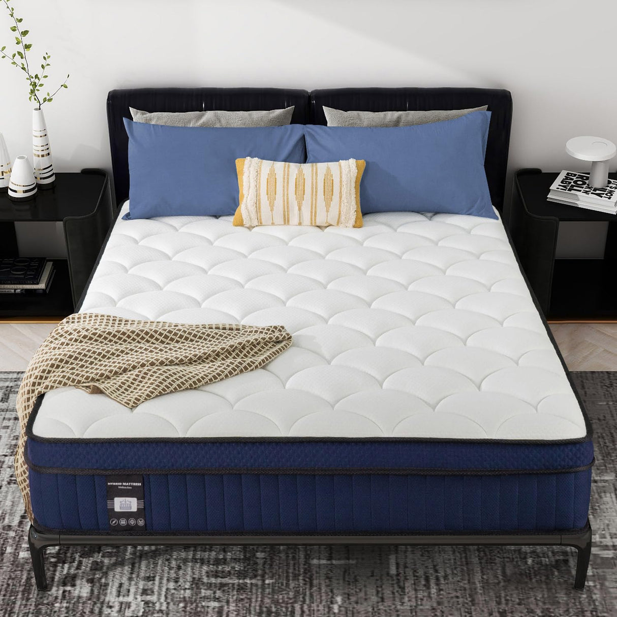 NiSleep Twin Mattress, 14 Inch Pillow Top Mattress in a Box, Medium Firm Fiberglass-Free, Soft Breathable Pressure Relief Memory Foam Hybrid Pocket Innerspring Bed, CertiPUR-US Certified NiSleep