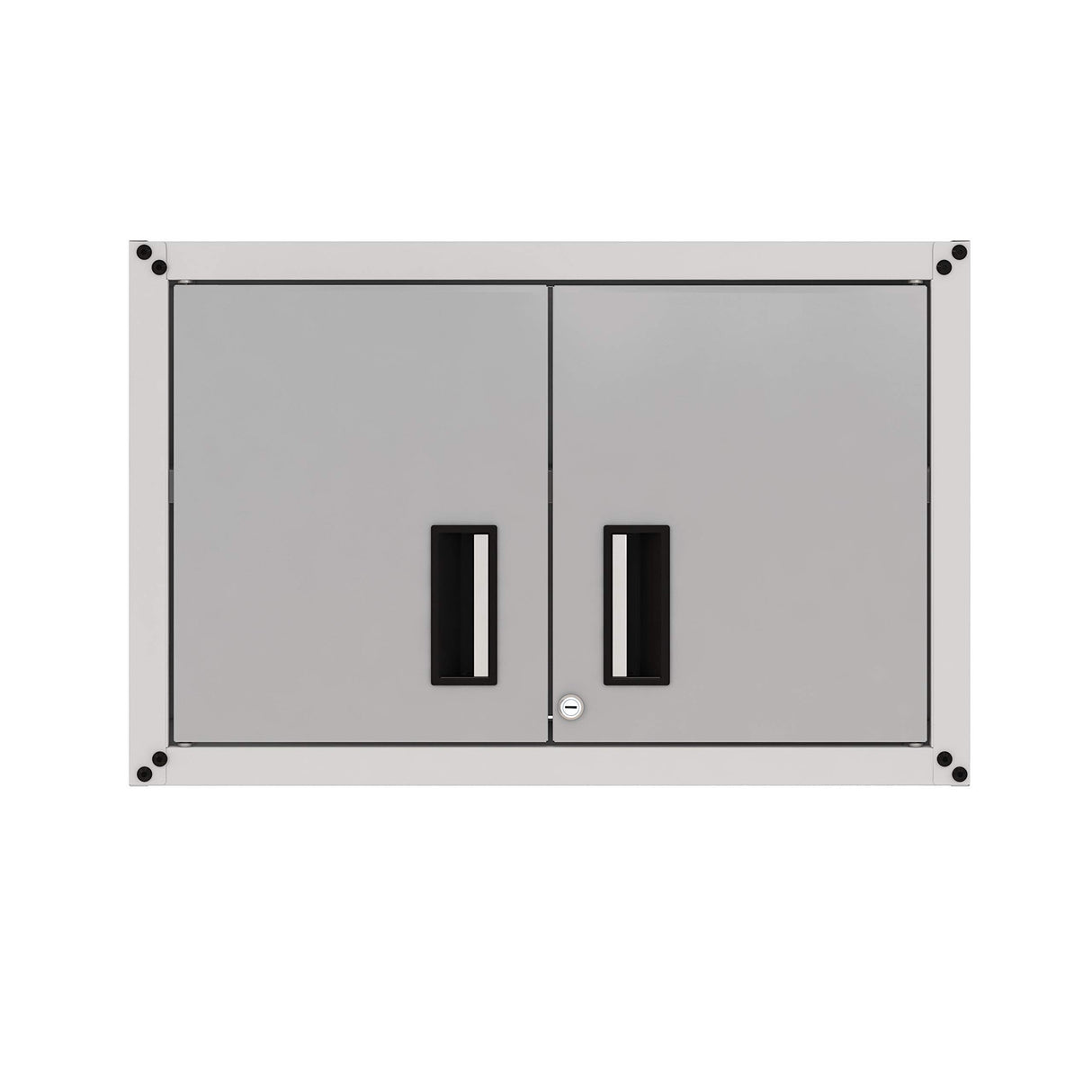 itbe Ready-to-Assemble Floating Garage Storage Cabinet - Wall Mount Garage Cabinet w/Lockable 2 Doors, 44 lbs Shelf Capacity, Removable Shelf, Small Steel Metal Cabinet (White and Grey) itbe