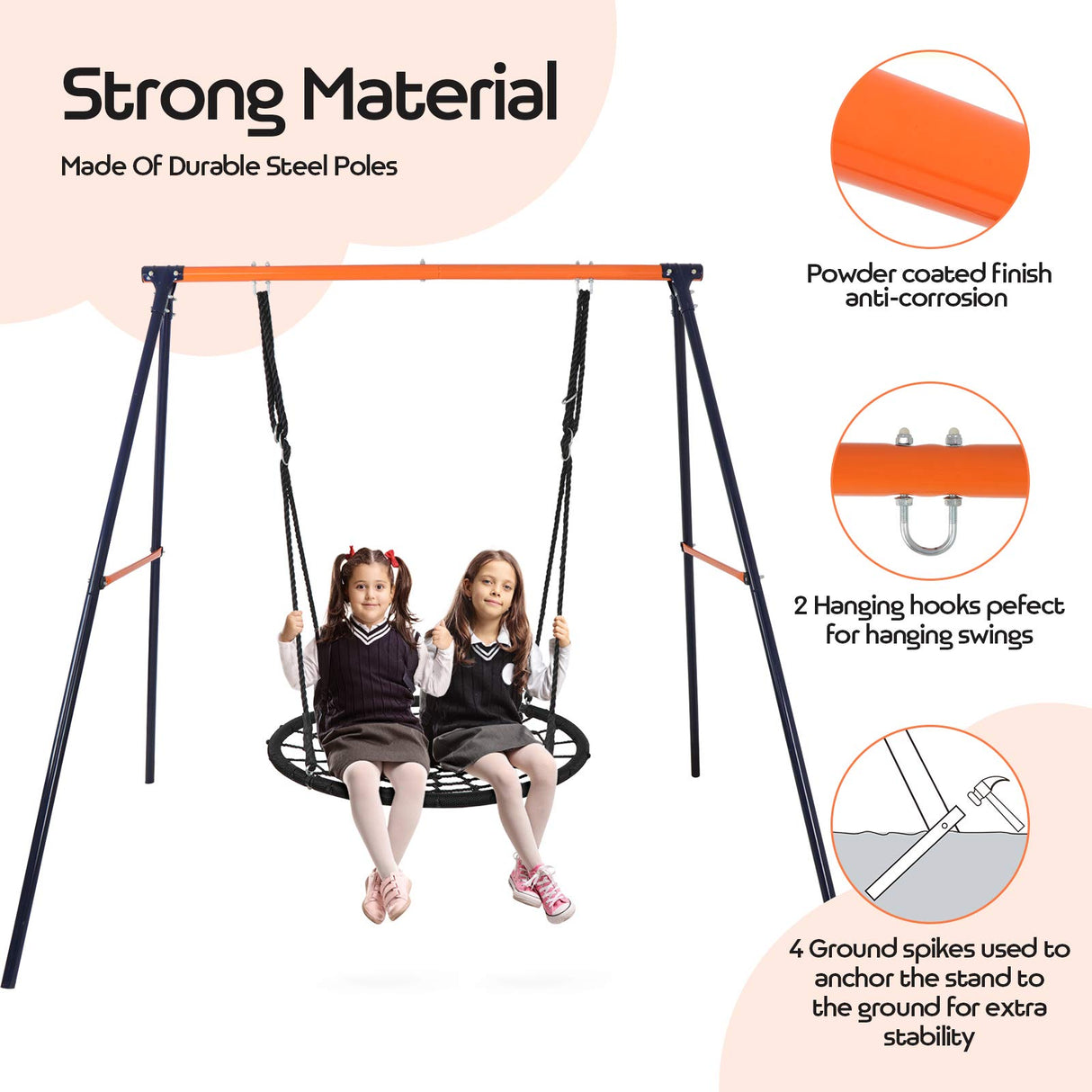ZENY Swing Stand Frame Heavy Duty A-Frame Swing Set for Kids Adults Outdoor Backyard Play Fun Weight Capacity 440lbs ZENY