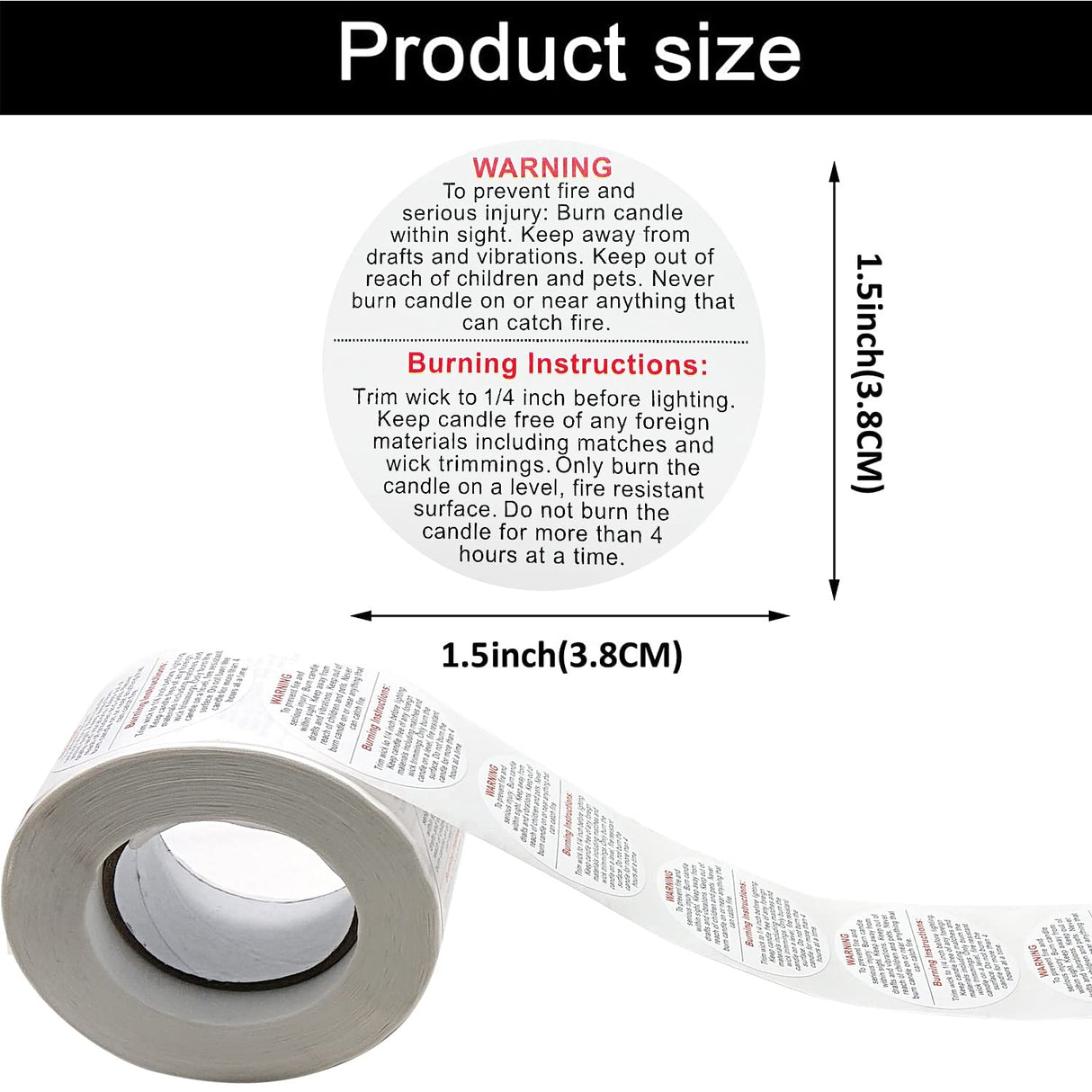 1500 pcs Candle Warning Labels,1.5inch Candle Jar Container Stickers, Candle Safety Stickers for Candle Making DIY Candle Jars Goiio