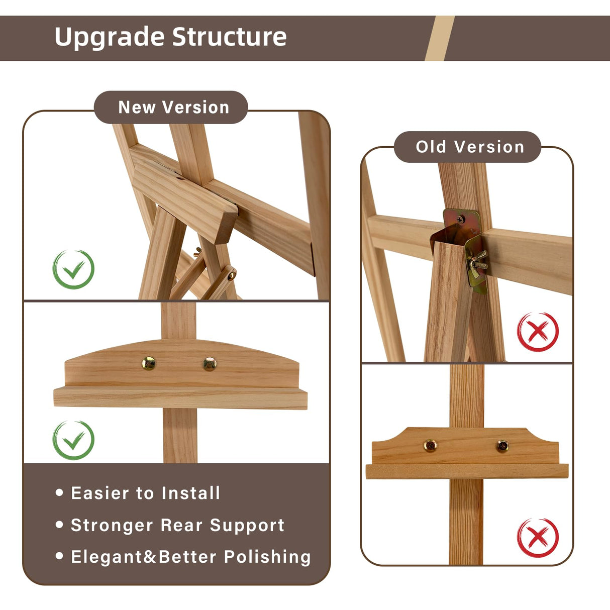 Stuelloaf Adjustable Natural Pine Wooden Painting Basic Easel, Pine Art Easel Stand Hold up to 43'', Painting Canvas for Wedding Sign and Poster, Drawing for Adults, Begginners and Students-New Type Stuelloaf