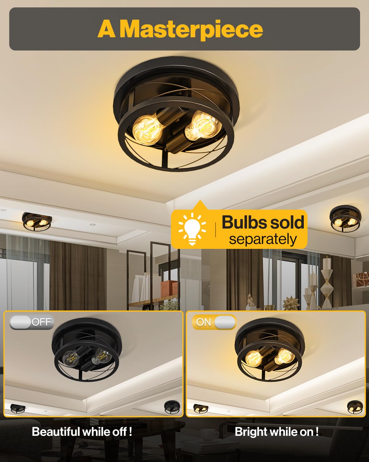 Sunco Farmhouse Ceiling Light Fixtures, Rustic Ceiling Light Fixture for Foyer, Bedroom, Hallway, Kitchen, Living Room, Den, 11 Inch Diameter, E26 Medium Base, Max 100W 2 Pack Sunco Lighting