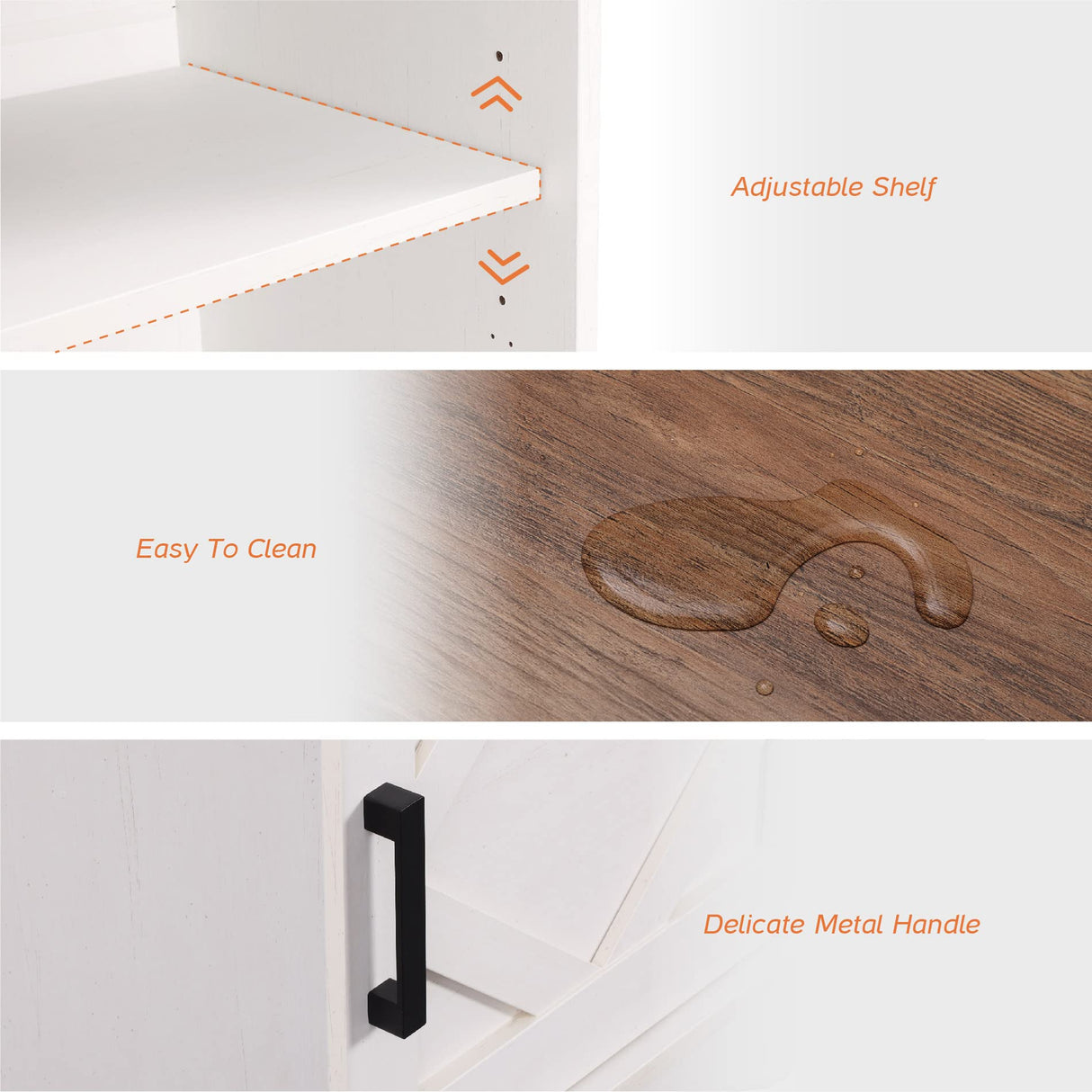 WAMPAT 5-Tier Bookcase with Sturdy Plexiglass Doors,73.3" Tall Standing Bookshelves with Barn Door Cabinets,63" Wide Modern Farmhouse Display Cabinet with Adjustable Shelves for Home,Office,Oak WAMPAT