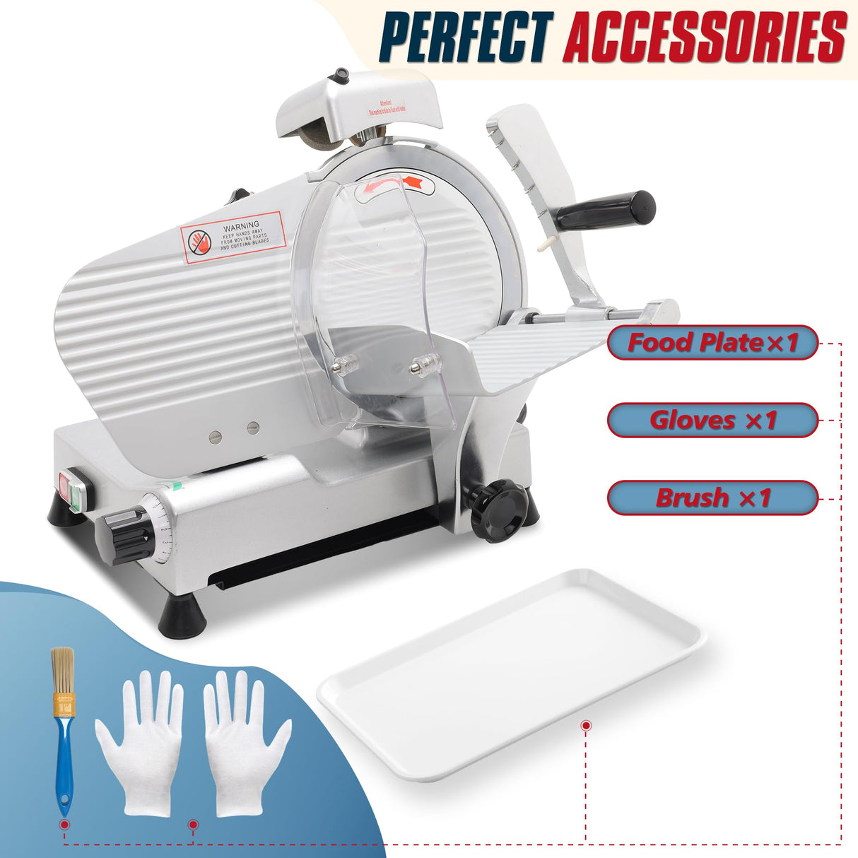 BIEAMA Commercial Meat Slicer, 10" Electric Food Slicer, 240W Premium Chromium-plated Steel Blades Adjustable Thickness 0-12mm Deli Meat Slicer Machine for Home BIEAMA