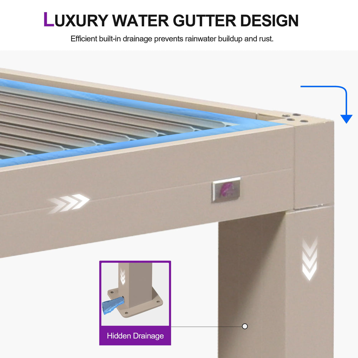 PURPLE LEAF Louvered Pergola 10' × 15', Aluminum Outdoor Hardtop Pergola with Adjustable Retractable Louvre Roof for Deck, Garden Backyard PURPLE LEAF