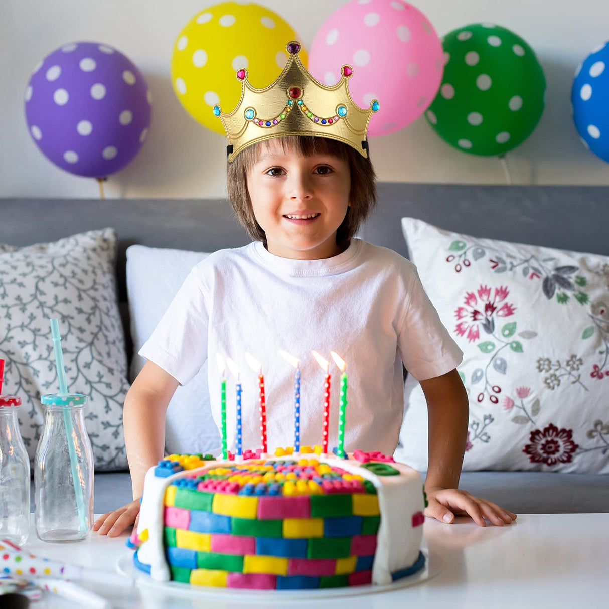 Epakh Princess Party Crowns Set, 27 Pcs DIY Crown with Diamond Stickers, Princess Party Supplies, Birthday Party Decoration Favor Supplies, Costume Headwear, for Children, Princess Fans Epakh