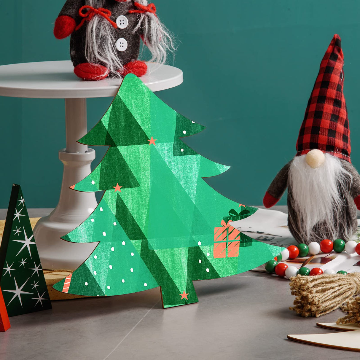 12 Pack Wooden Christmas Tree Cutouts for Crafts- 10 x 11 x 1/8 Inch- Christmas Unfinished Wooden Ornaments- Wood Tree Shapes for Xmas Party Decoration Supplies, Door Signs, Painting, Staining AWIZOM