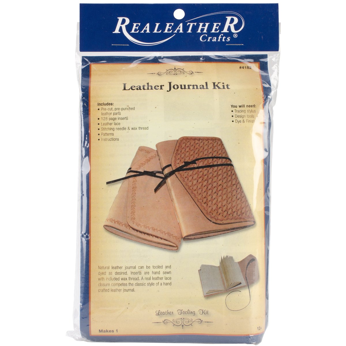 Realeather C4182-02 Journal Leathercraft Kit, 4.5" x 6", Brown , 1-Kit Realeather