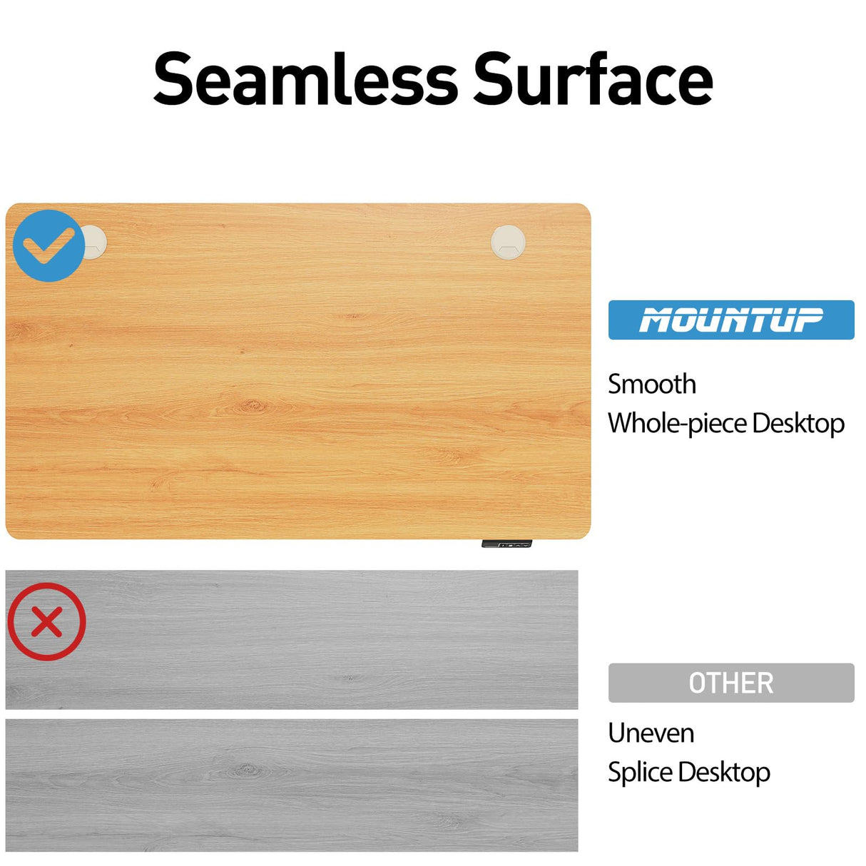 MOUNTUP Height Adjustable Electric Standing Desk Whole-Piece, 48 x 24 Inches Quick Assembly Sit Stand Desk, Stand Up Desk with Memory Controller, Ergonomic Desk, Oak MOUNTUP