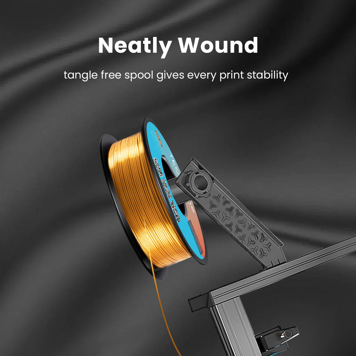 TEQStone Silk PLA Filament 1.75mm Gold 1KG, Metallic Shine High Gloss Finish Perfectly Wound, Accuracy +/-0.02mm 3D Printer Filament Vacuum Packaging TEQStone