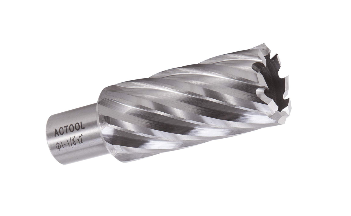 ACTOOL 1-1/8" Diameter × 2" Depth of Cut HSS ANNULAR Cutter with 3/4'' Weldon Shank ACTOOL