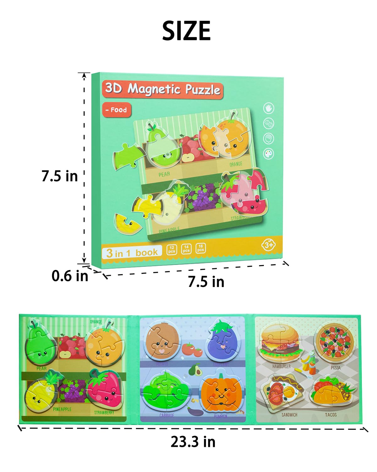 Magnetic Puzzles for Toddlers 2-4, Travel Puzzles Games for Kids Ages 1-3, Activities Toy Jigsaw Puzzles Book for Boys & Girls 1 2 3 4 5, Learning Magnet Present for Road Trip Unistylar