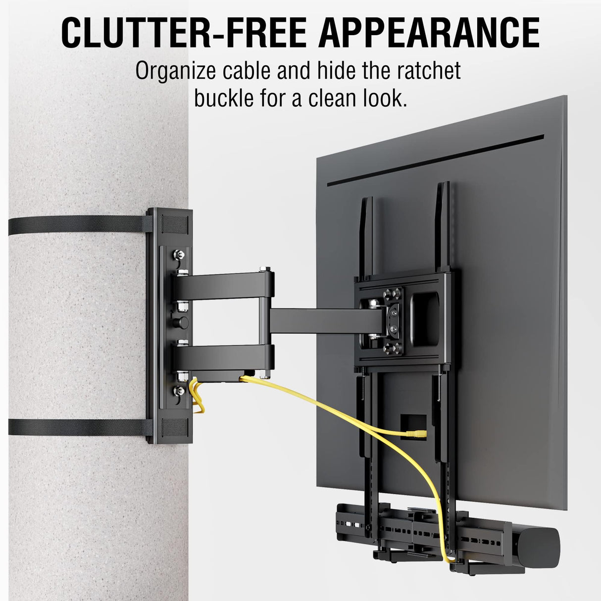 ZeboZap ZZTVA2044 NO Drill Full Motion Outdoor TV Mount | Gazebo TV Mount | Patio TV Mount | Pergola TV Mount | Square Post TV Mount | Stainless Steel Screws | Weatherproof | Holds 80lbs | Black CondoMounts