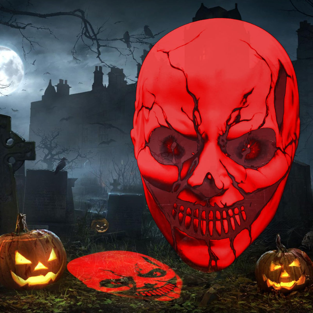 12 in 1 Halloween Projector Outdoor,3D Dynamic Halloween Decorations,Clearer Ghost/Spider/Bat/Skull/Witch/Nativity/Crucifix HD Patterns,Waterproof for Window Wall Cemetery Christmas Decor Nagudenfo