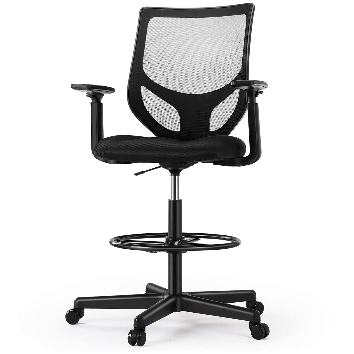 Drafting Chair - Tall Standing Office Desk Chair with Adjustable Foot Ring, Chair with Ergonomic Lumbar Support, Adjustable Height, Breathable Mesh OLIXIS
