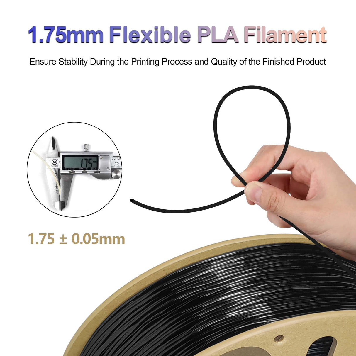 COLORFUL TPU Filament 1.75mm Black, 85A Soft 3D Printer Filament, Flexible TPU 3D Printing Filament, Dimensional Accuracy +/- 0.05 mm, 1kg Spool (2.2LB),Black colorful