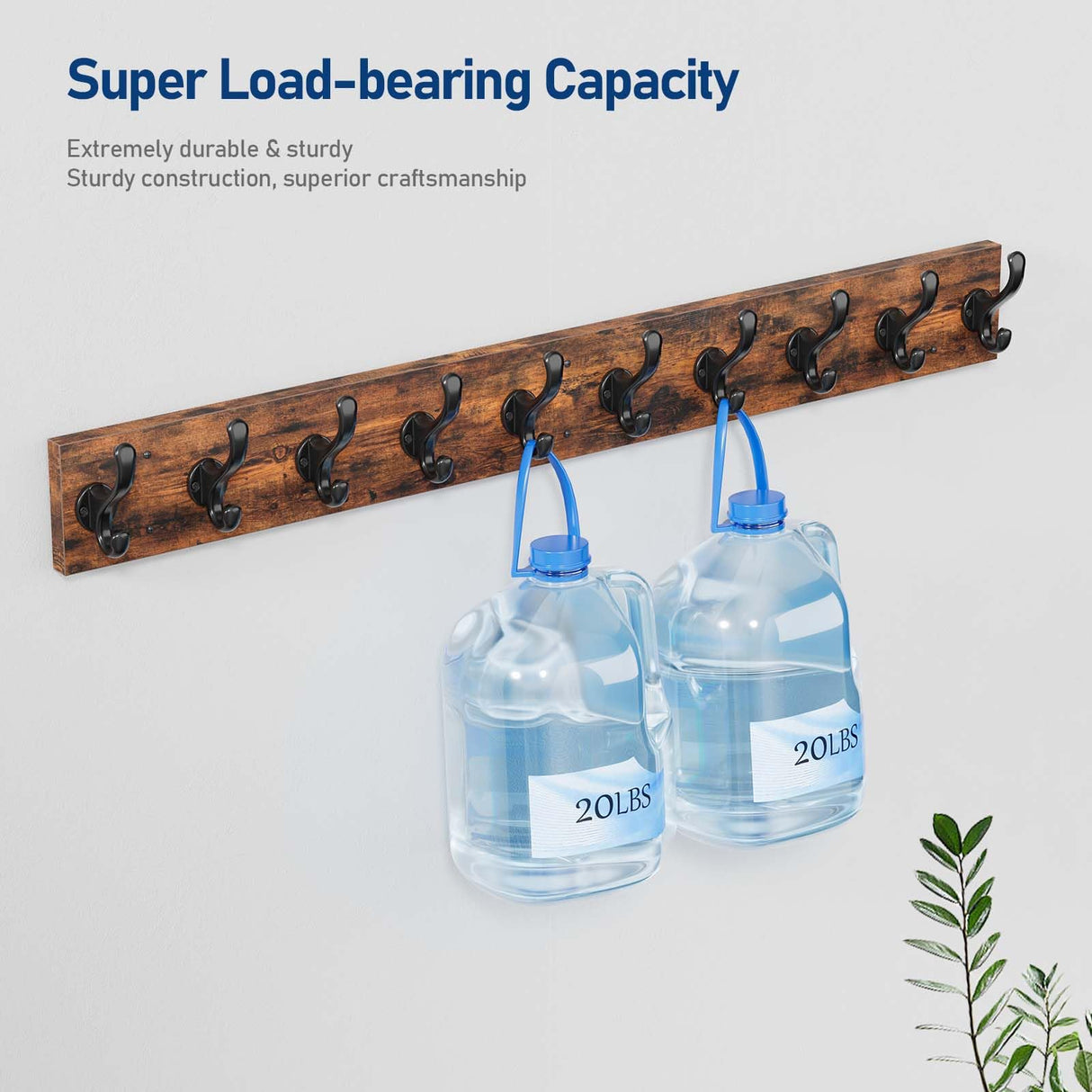 Tatub 38.6" Rustic Coat Rack Wall Mount with 10 Hooks, Large Coat Hanger Wall Mount, Heavy Duty Farmhouse Entryway Organizer Hooks for Hanging, Hat, Bag, Jacket Tatub