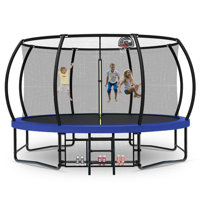 Tatub 14FT Trampoline with Enclosure Net for Kids and Audlts, Outdoor Recreational Pumpkin Trampoline Jumping Exercise Fitness Trampoline