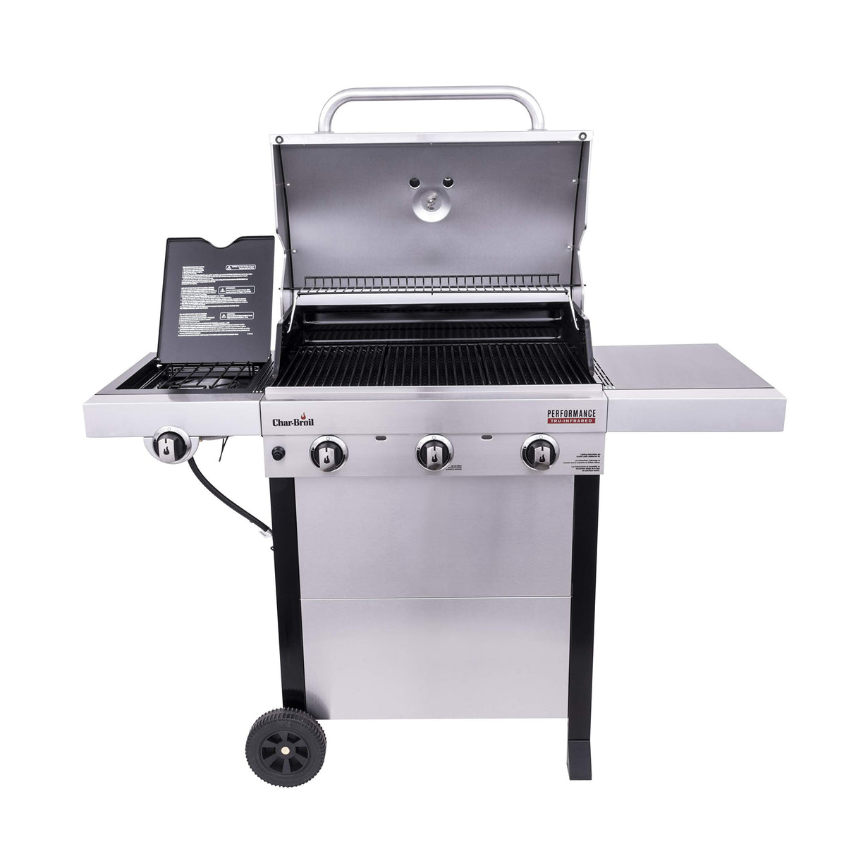 Char-Broil® Performance Series™ TRU-Infrared Cooking Technology 3-Burner with Side Burner Cart Propane Gas Stainless Steel Grill - 463370719 Char-Broil