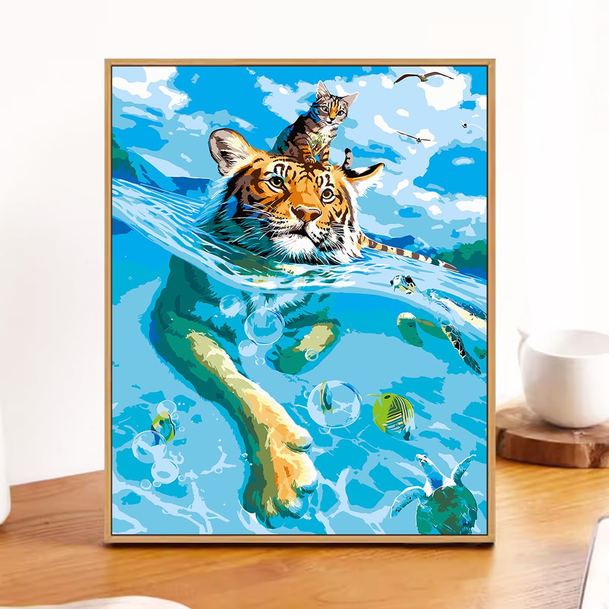 Tiger Paint by Number Animal,Cat Paint by Numbers Kit for Adults Beginner,Acrylic DIY Oil Painting for Home Wall Art Decoration 16x20 inch… WoodArtSupply