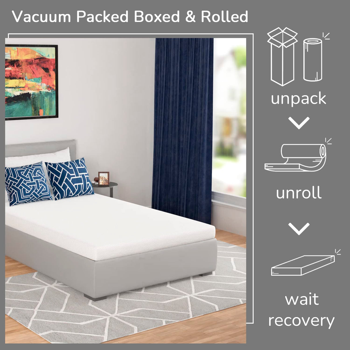 PayLessHere 5 Inch Twin Green Tea Memory Foam Mattress Cooling Gel Infused Mattress,Medium Firm Mattresses Fiberglass Free/CertiPUR-US Certified/Bed-in-a-Box/Pressure Relieving Twin Size,White PayLessHere