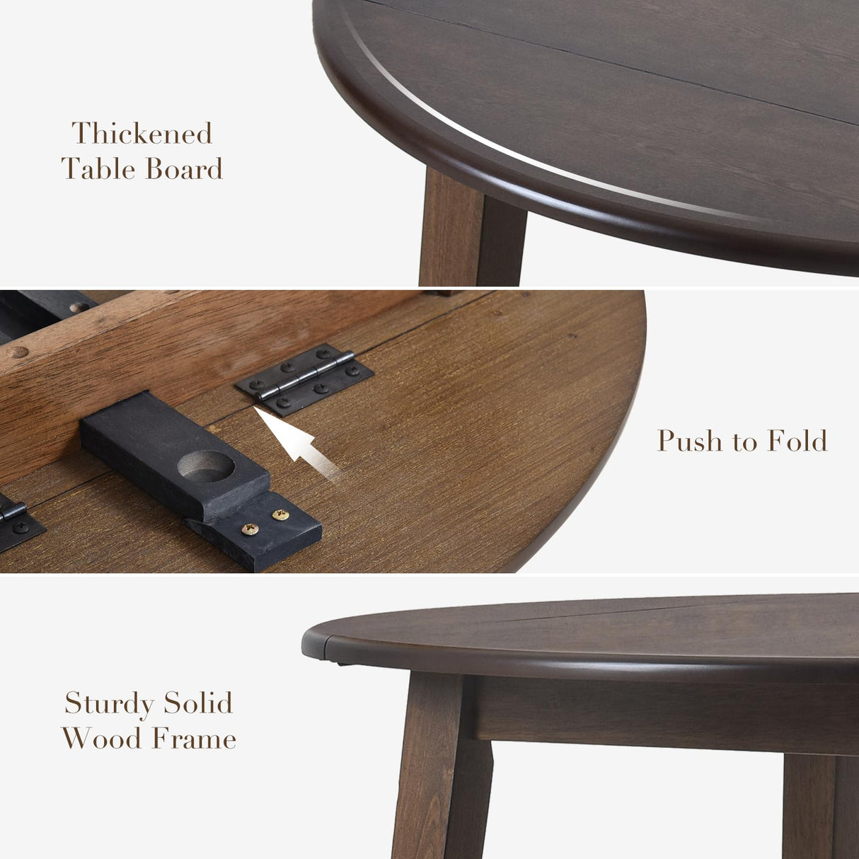 COLAMY 5-Piece Extendable Dining Table Set for 4, 36" Kitchen Round Wood Table with 4 Tufted Dining Room Chairs, Light Brown/Beige COLAMY