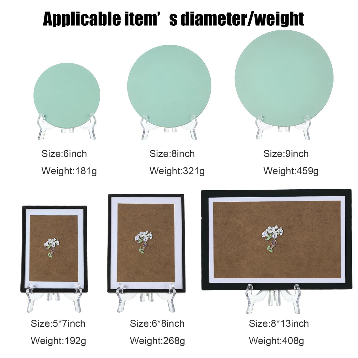 HESTYA 6 Pack 7 Inch Acrylic Easel Stand, Display Stand, Plate Holder for Display, Photo Holder Picture Frame Book(Clear) HESTYA