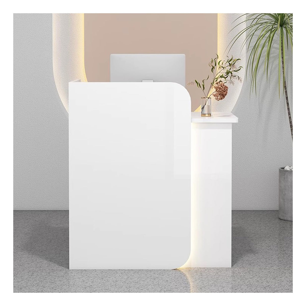 BFECGDXT Small Reception Desk with Counter, Modern L-Shaped Front Desk with Lockable Drawer, Retail Counter for Salon, Clothing Beauty Right Corner 39.4in BFECGDXT