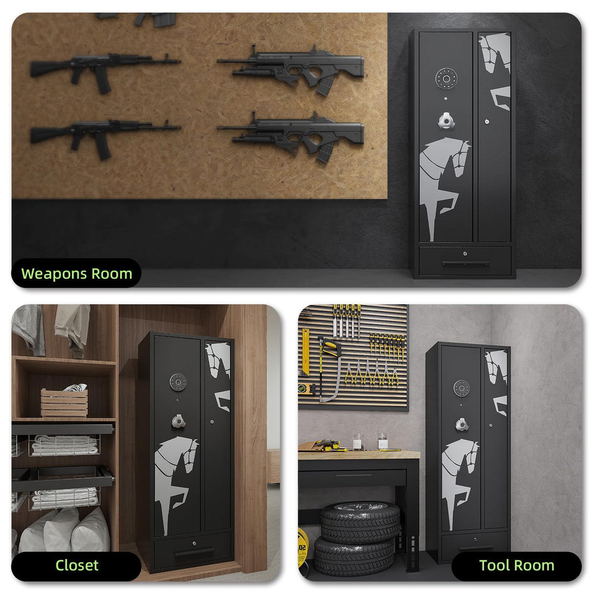 KAER 5-7 Gun Safe,Gun Safes for Home Rifles and Pistols,Combination Gun Safes,Gun Safe & Cabinet,Gun Cabinet for Rifles and Shotguns,Gun Cabinets with Drawers, Pistol Pouch and Removable Shelf KAER