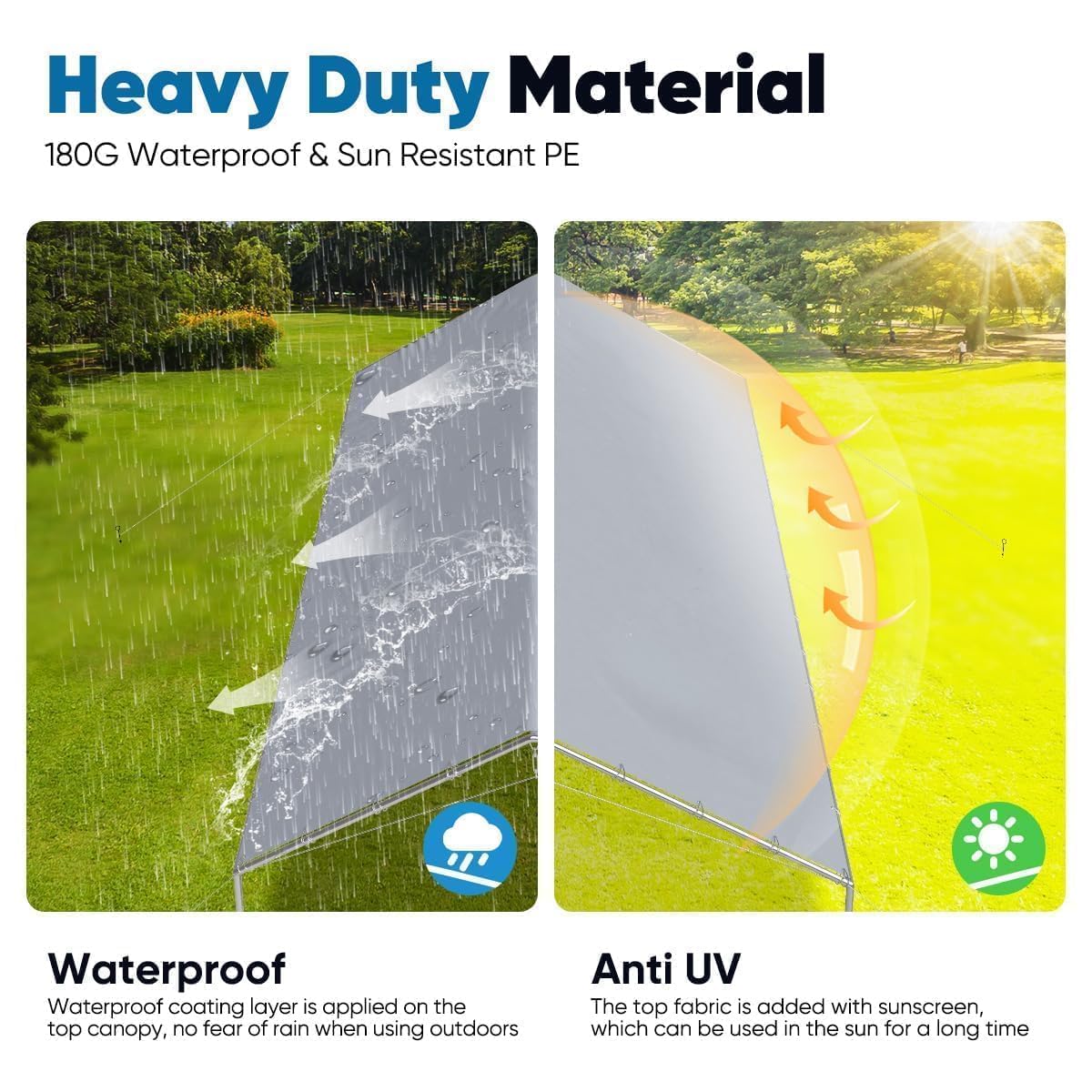 Quictent 10x15 ft Heavy Duty Car Canopy Galvanized Frame Carport Outdoor Party Tent Boat Shelter with 3 Reinforced Steel Cables - Grey Quictent