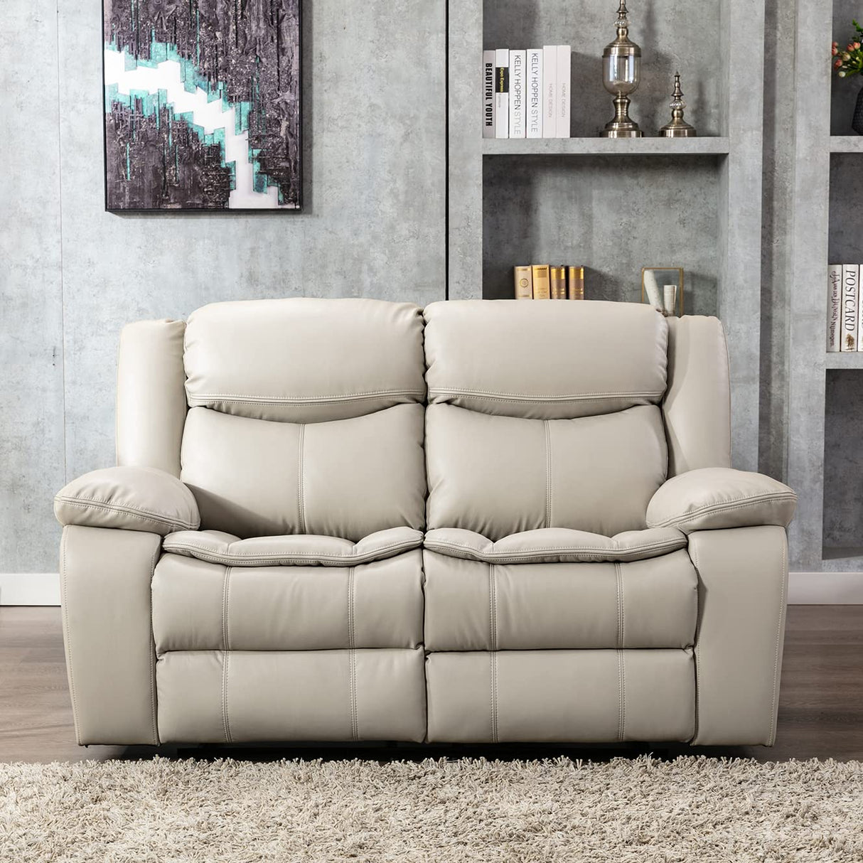 Familymill Breathable Leather Manual Reclining Sofa Sets with Recliner, Loveseat, and 3-Seat Sofa for Living Room Familymill