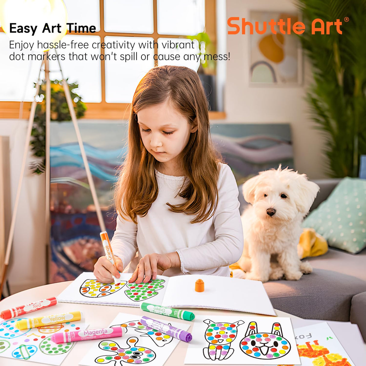 Shuttle Art Dot Markers, 10 Colors Washable Markers for Toddlers,Bingo Daubers Supplies Kids Preschool Children, Non Toxic Water-Based Shuttle Art