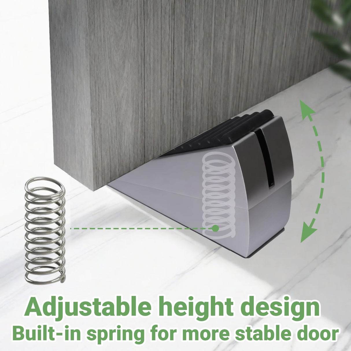 Large Door Stopper - Metal Door Wedge, Tall Door Stopper, Spring Rubber for Extra Strong Grip (Silver, 1 Pack) MAOBUYOU