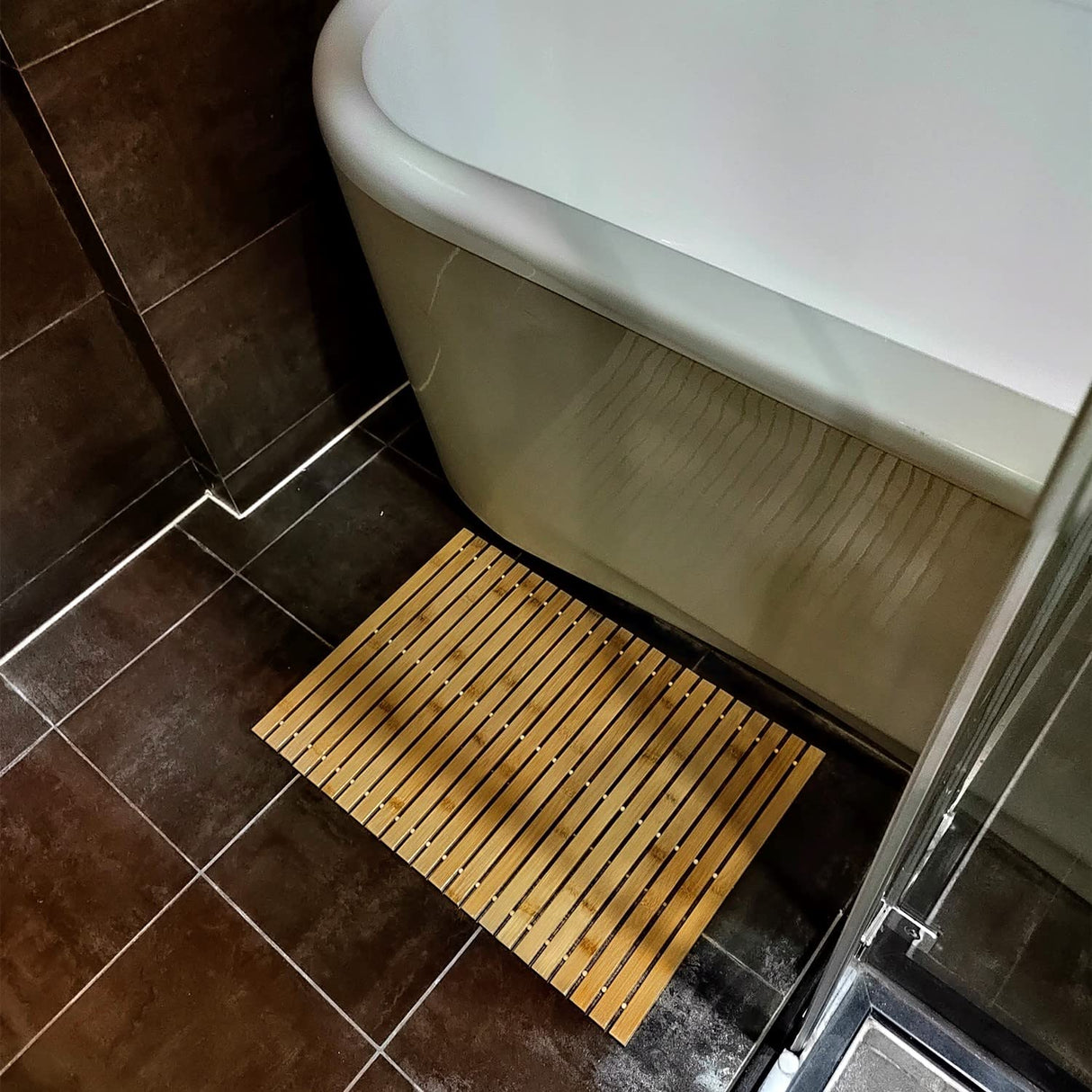 HJJKKH Bath Mat Rayon Derived from Bamboo 15.7X 23.6 inches, Foldable Floor Shower Bath Mat for Bathroom, Bathtub, Shower, Sauna, Hot Tub HJJKKH