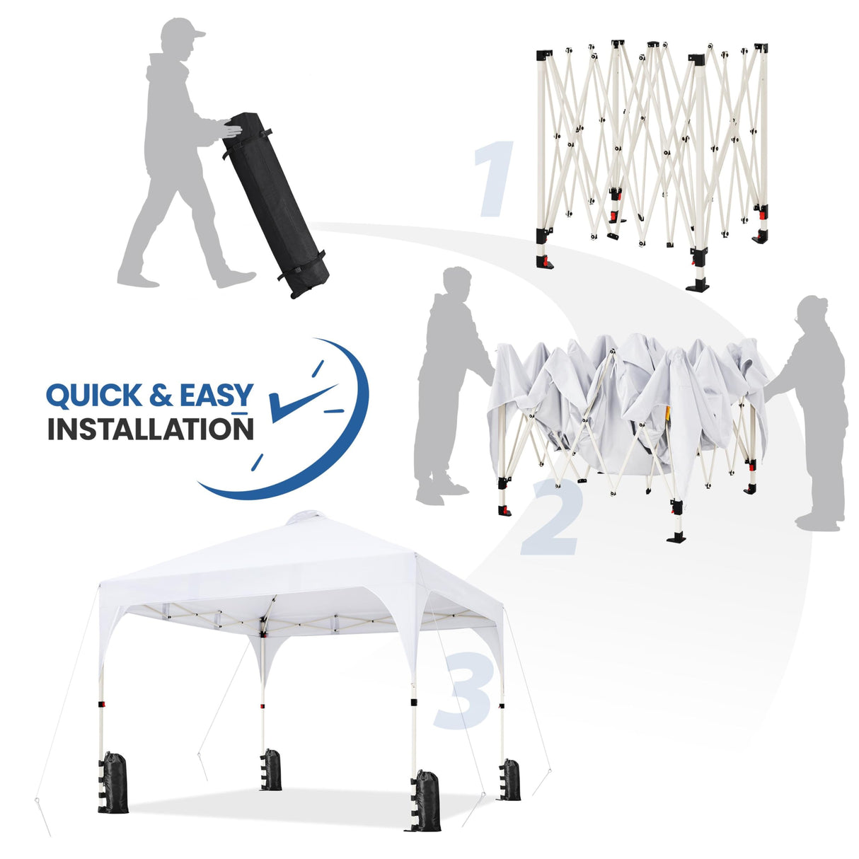 Yaheetech 10x10 Pop Up Canopy Tent with Vent, Easy Set Up Tent, Instant Sun Shelter Canopy with Wheeled Bag, 4 Sandbags, 12 Stakes & 4 Ropes, for Parties, Beach, Outdoor, White Yaheetech