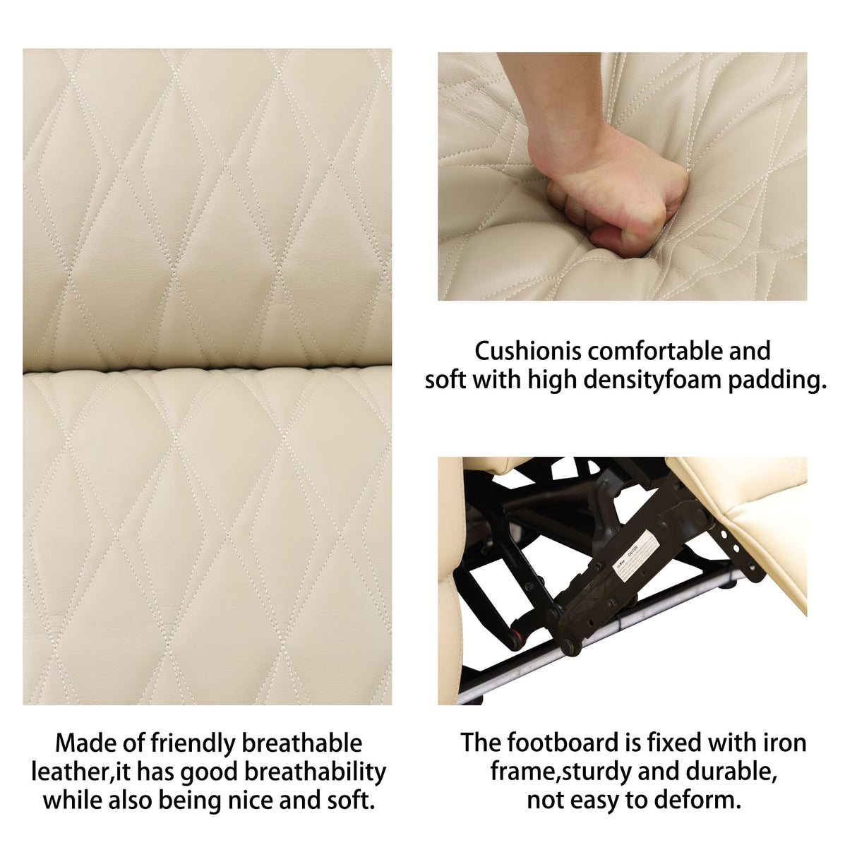 Ocstta Power Recliner Sofa Set with LED, Breathing Leather Living Room Furniture, Leather Couches Reclining Sofa with Cup Holders/Storage/USB Ports (3 Piece Living Room Set, Khaki) Ocstta