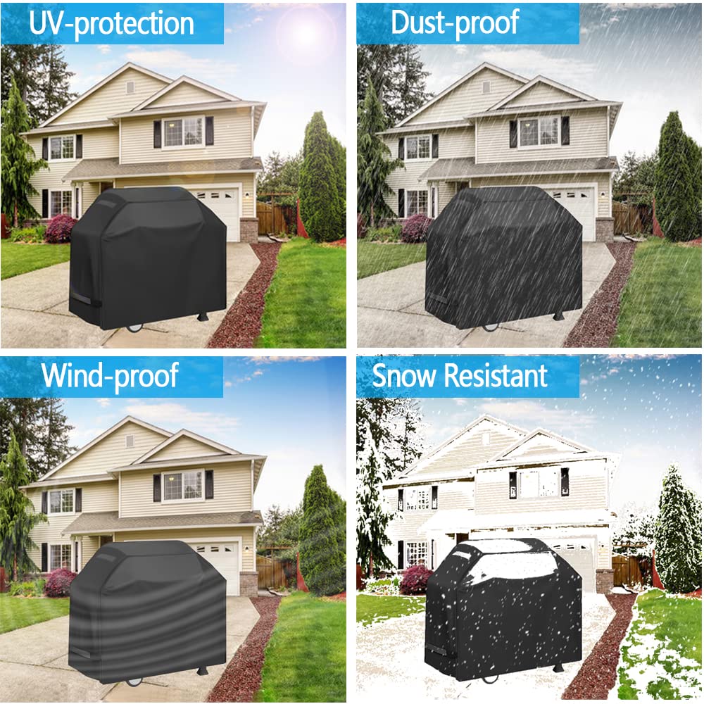 Grill Cover, Waterproof BBQ Grill Cover, 58 inch Rip-Proof and Anti-UV Barbecue Gas Grill Cover Compatible for Weber Char-Broil Nexgrill Grills and More YOTOM
